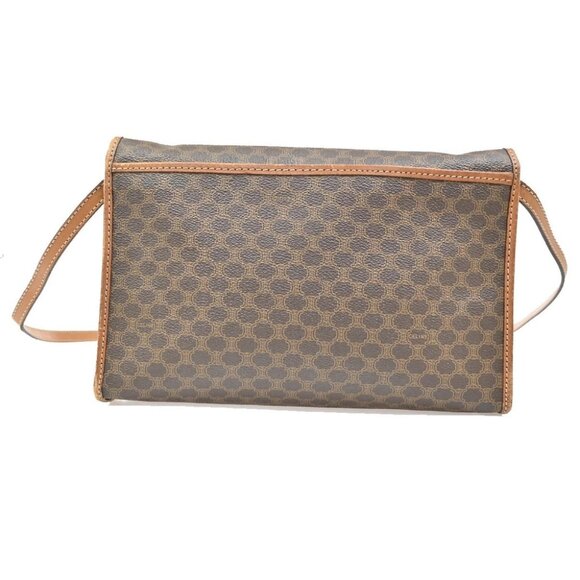 CELINE Logo Macadam Pattern 2Way Shoulder Bag PVC Leather Brown Italy - Picture 3 of 16